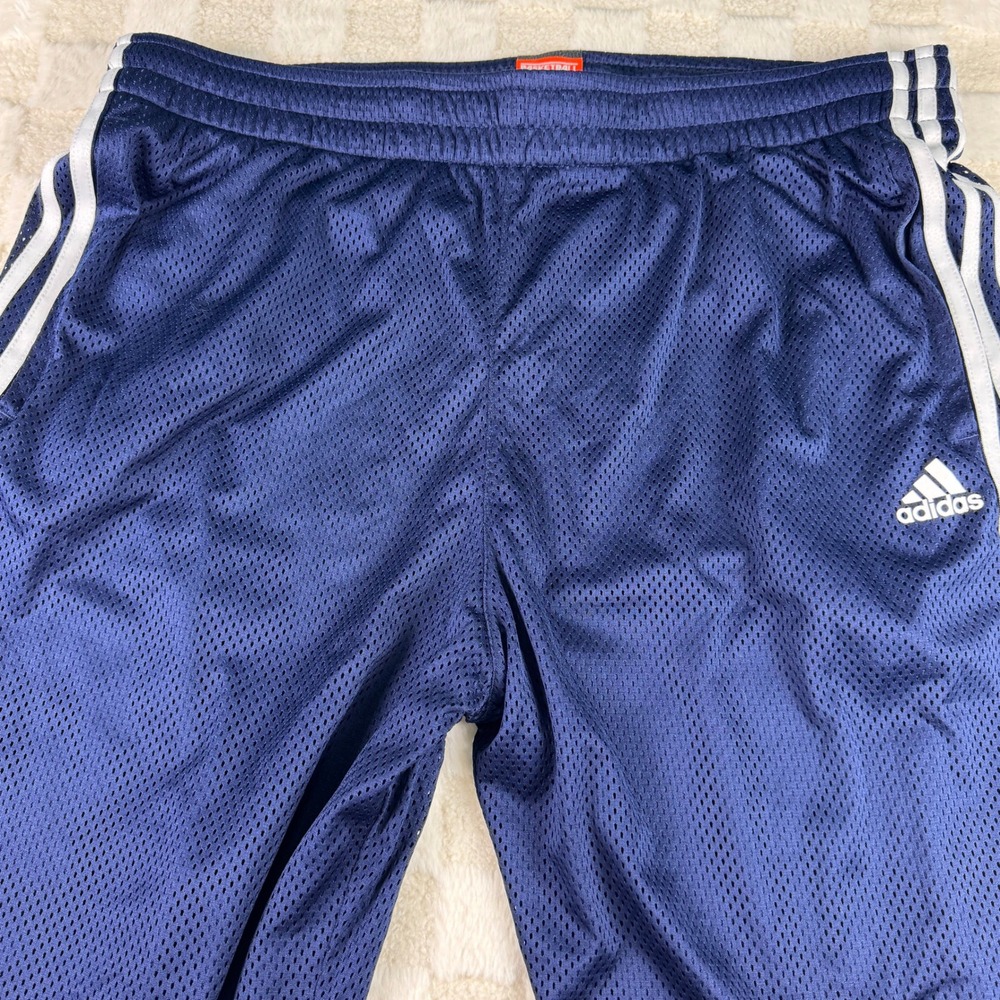 Adidas‎ Basketball Mesh Pants XL 4XO Navy Blue White Stripe Athletic Drawstring - Picture 5 of 12